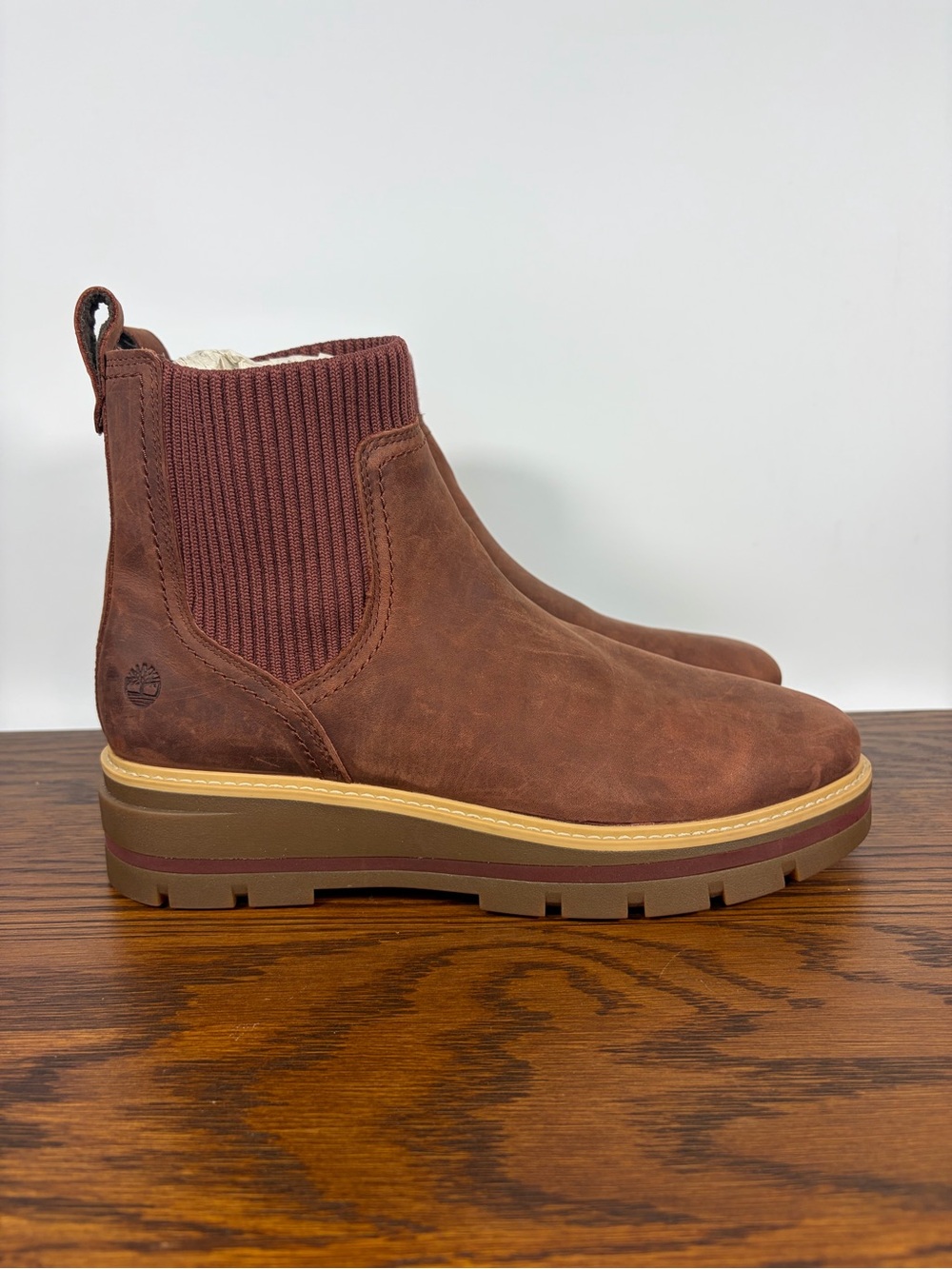 Timberland Cervinia Valley Chelsea Boot Chunky Brown Leather Waterproof Women 11 - Picture 4 of 11